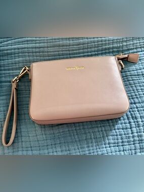 White Elm tan Wristlet Clutch